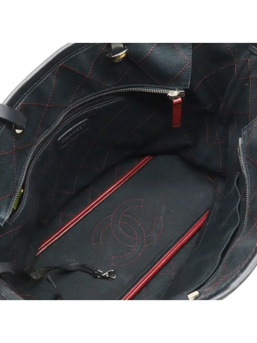 Chanel on the Road Wild Stitch CC Logo Tote Shoulder Bag Caviar Leather
